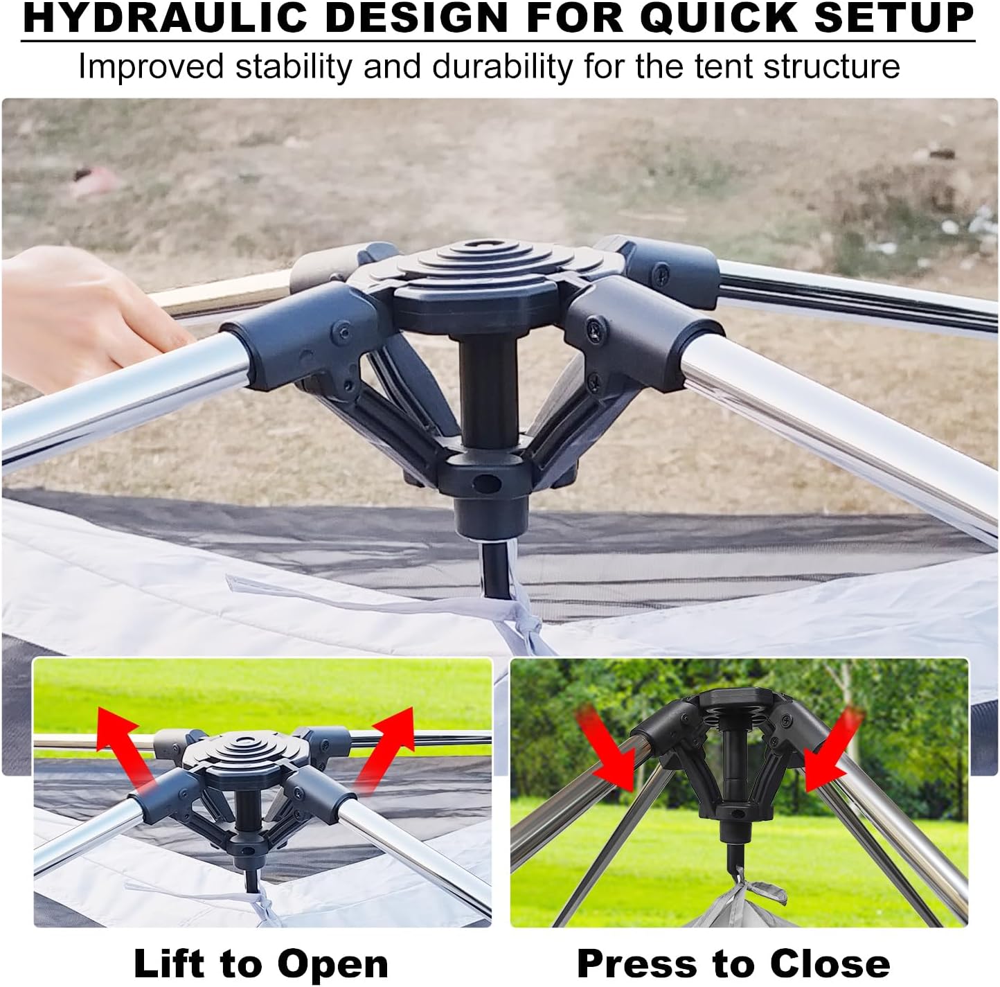 SUV Tent Attachment for Camping, Waterproof PU3000mm Double Layer Car Tailgate Tent, Large 6-8 Person SUV Tent with Sturdy Pole, 10' W X 10' L X 7.5' H