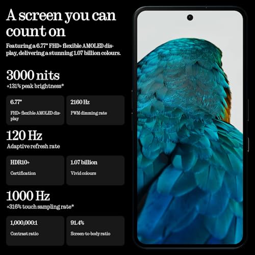 Nothing Phone (3a) Pro Smartphone, 6.77 120Hz AMOLED Display, 50MP Front Camera, Snapdragon 7s gen3 Processor, Bluetooth 5.4, IP64 Waterproof, 5000mAh,Dual Nano-SIM, Android 15, 12+256GB Black