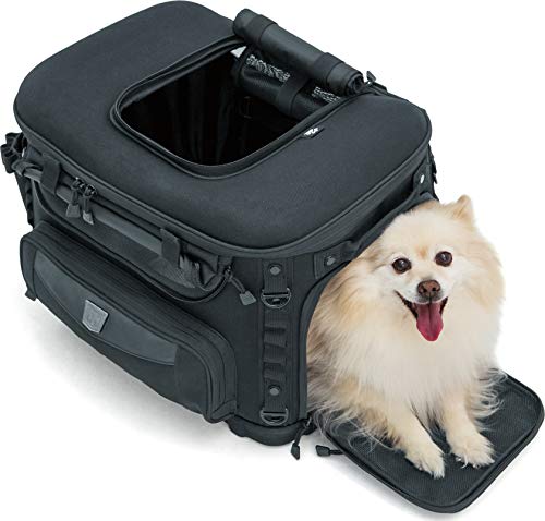 Kuryakyn 5723 Titan Pet Palace: Portable Weather Resistance and Heat Reducing Motorcycle Dog/Cat Carrier Crate for Touring Seat, Black Large