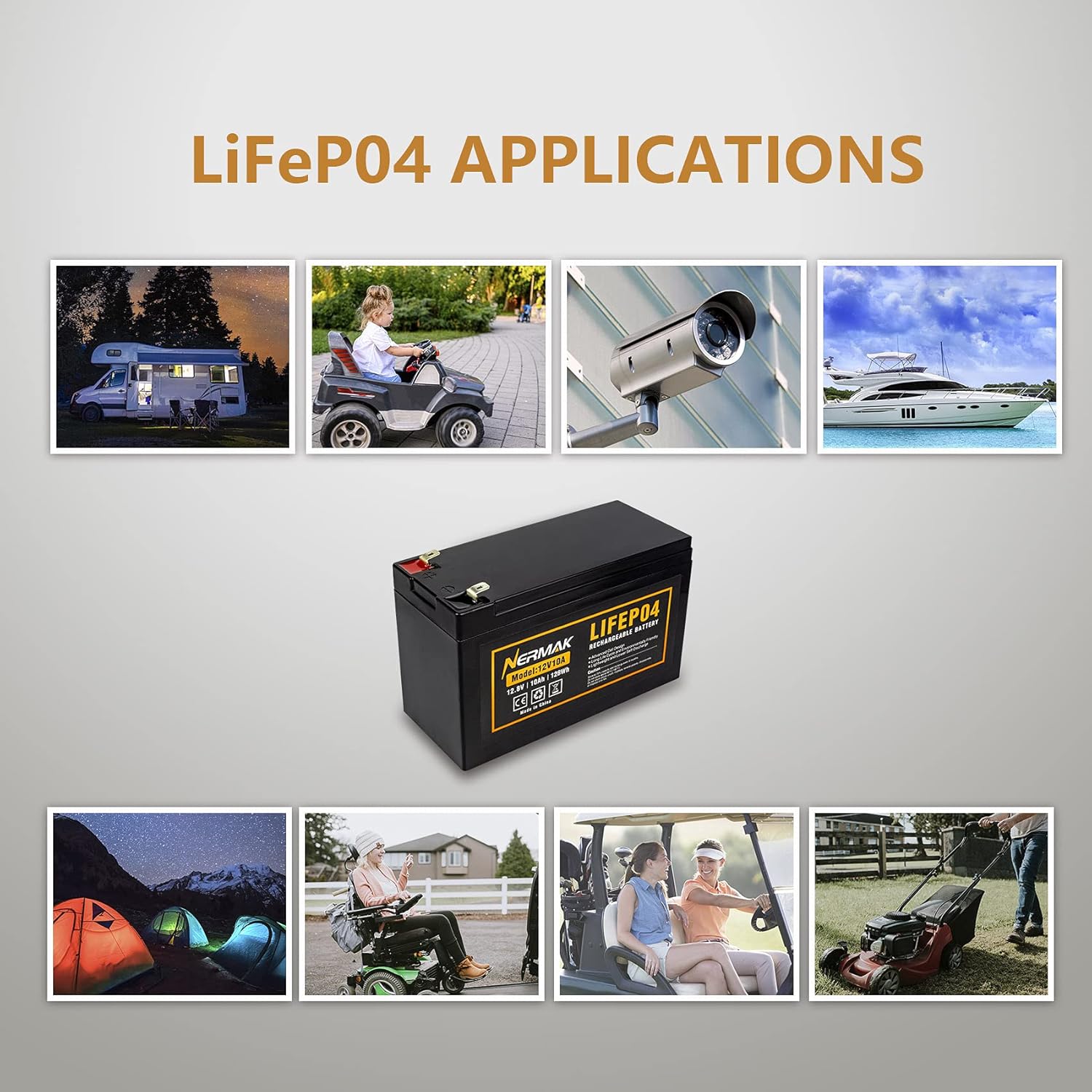 Nermak 2 Pack 12V 12Ah LiFePO4 Deep Cycle Battery, 2000+ Cycles Lithium Iron Phosphate Rechargeable Battery for Solar Power, Lighting, Power Wheels, Fish Finder, Scooters and More, Built-in 12A BMS