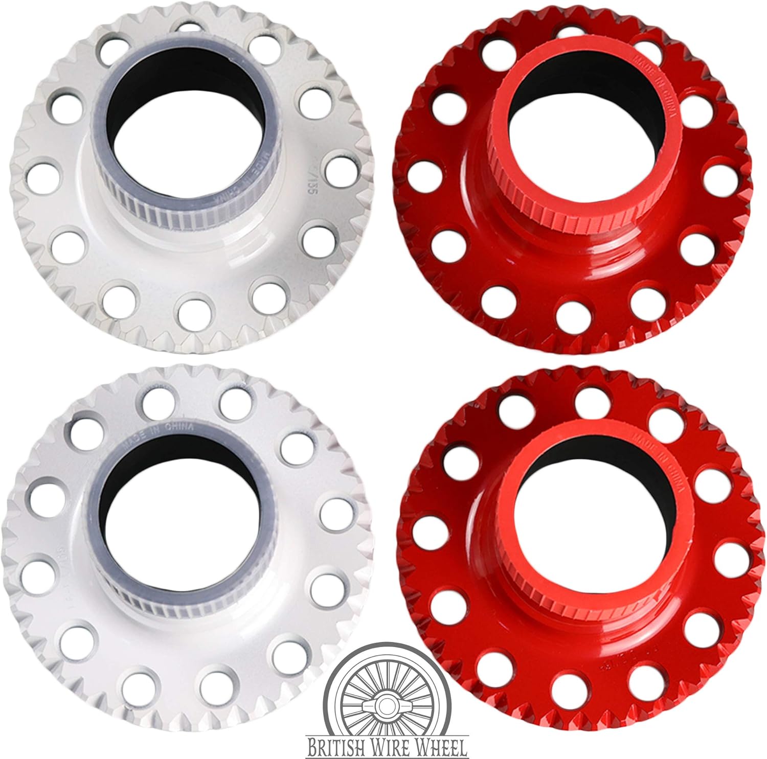 British Wire Wheel 5 Lug Universal Knock Off Wire Wheel Adapters for Lowriders, 5x4.5/ 5x4.75/ 5x5, Set of 4