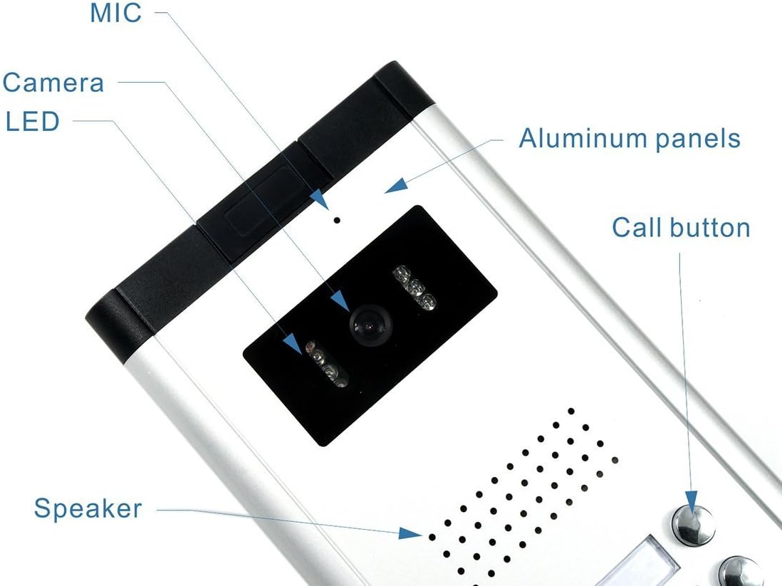 AMOCAM 3 Units Apartment Video Intercom System, Wired Video Door Phone Kit, 1 PCS Night Vision Camera, 3 PCS LCD 7 Inches Monitor, Support Monitoring, Unlock, Dual Way Intercom, for 3-Household