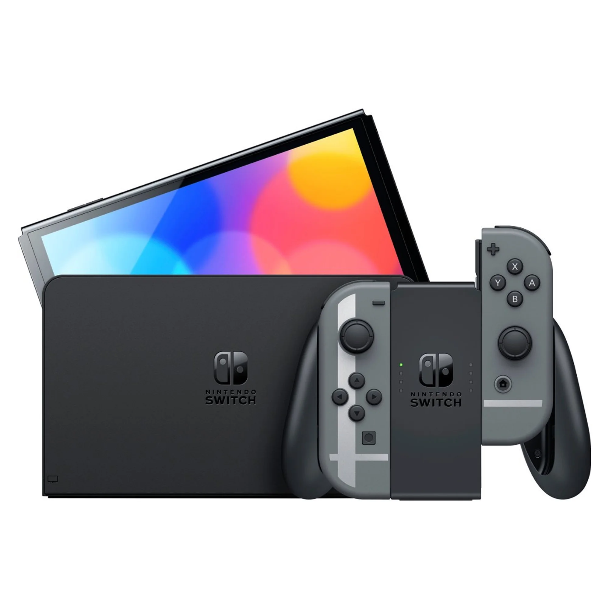 Nintendo Switch OLED Super Smash Bros. Ultimate Bundle: Gray Console, Super Smash Bros. & Membership with Triangle Strategy with Mytrix Wireless Pro Controller Sakura Pink and Accessories