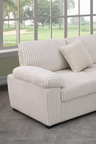 Oversized U-Shaped Sectional Sofa Couch Plush Corduroy Upholstered Modular Deep Seat Sofa&Couch Sectional W/Right Facing Chaise Lounge and 7 Toss Pillows for Home Apartment Living Room Furniture Sets