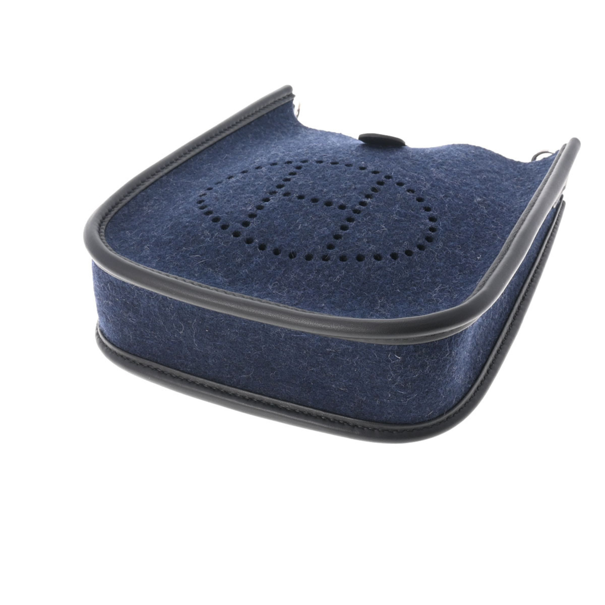 Pre-Owned HERMES Hermes Evelyn TPM Navy Palladium Metal Fitting Y Engraved (around 2020) Women's Felt Shoulder Bag (Like New)