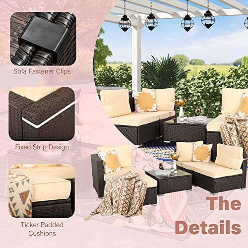 Oversize 5 Piece Patio Furniture Set,Outdoor Sectional Furniture,Patio Conversation Sets,Wicker Patio Furniture Sets,Porch Furniture Set,Outdoor Couch Patio Furniture,Rattan Outdoor Furniture