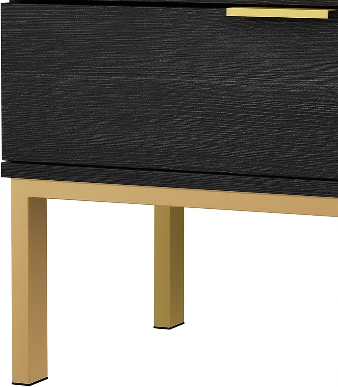 Homsee Modern Dresser Storage Chest with 5 Drawers, Wood Dresser Chest with Gold Metal Legs and Handles for Bedroom, Living Room & Hallway, Black (23.6”L x 15.7”W x 41.1”H)