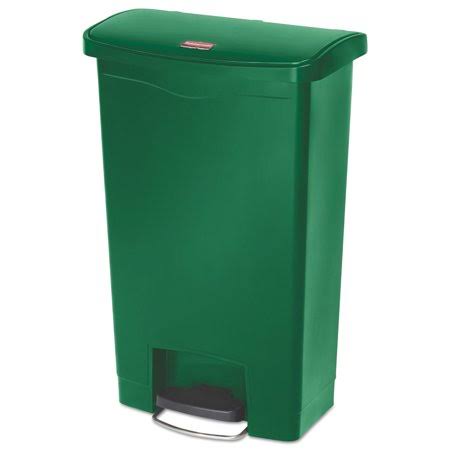 Rubbermaid Slim Jim Resin Step-On Container, Front Step Style, 13 gal, Green - Rcp1883584