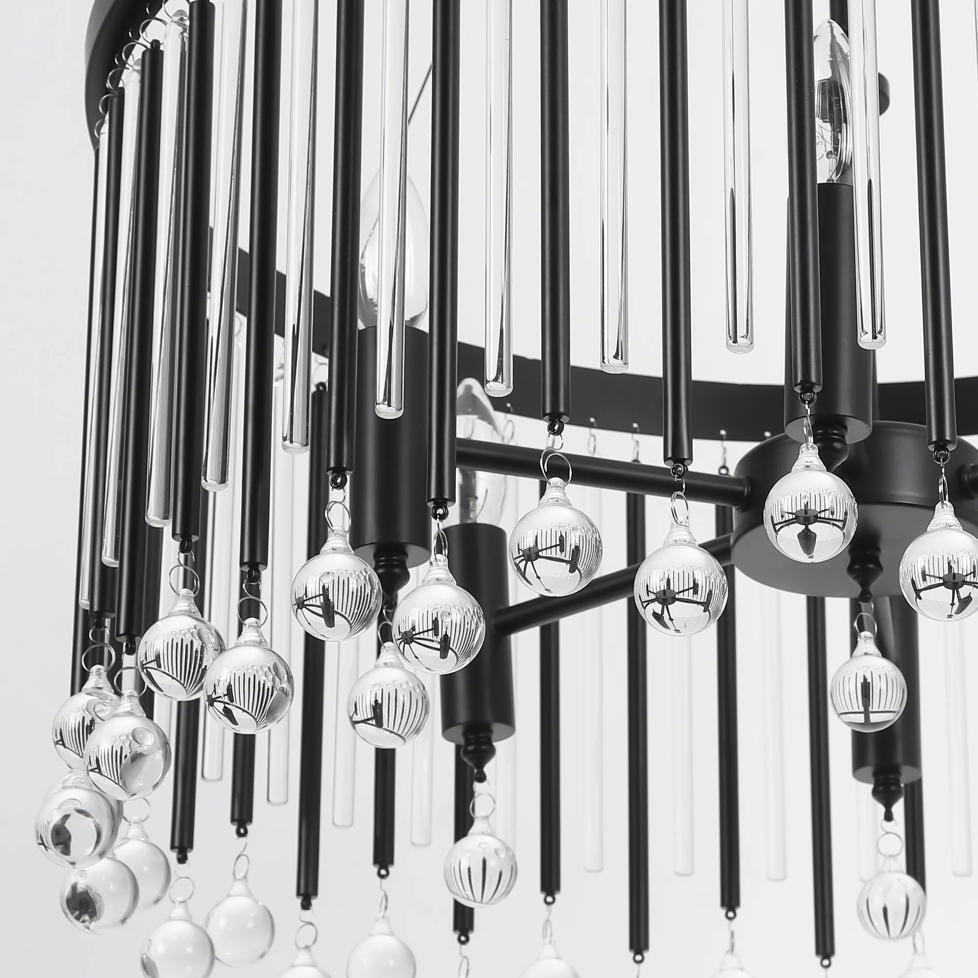 Velroa 6-Light Dimmable Crystal Transitional Drum Shaded Chandelier (24)
