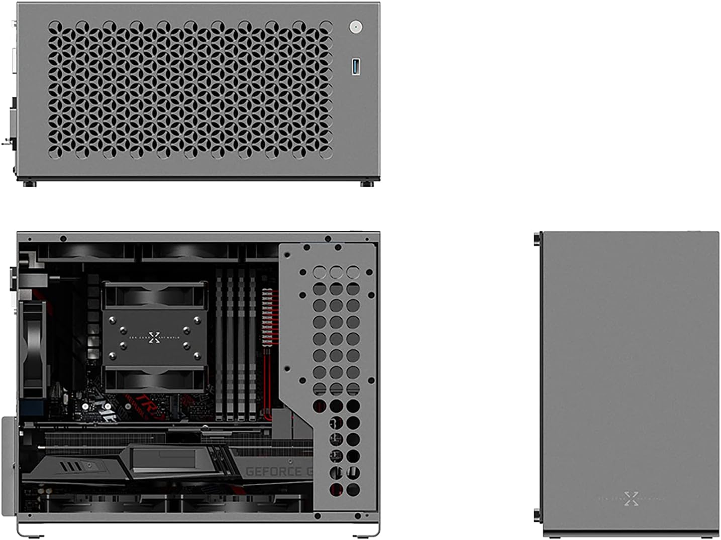 Micro ATX Case Aluminum B3, Computer Case MATX, PC Case Dark Gray Color with Tempered Glass for Gaming Office Personal Home DIY