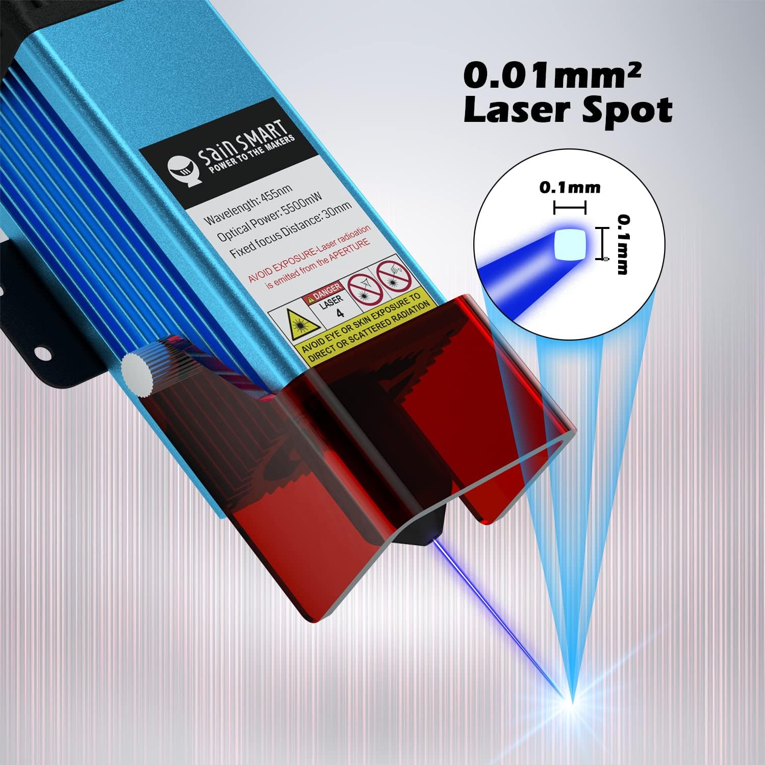 Genmitsu CFL55 Compressed Spot Laser Module, 0.1mm*0.1mm Laser Spot, 5.5W FAC Laser Module for Genmitsu 3020-PRO MAX V2, 3030-PROVer MAX, PROVerXL 4030, 4030V2 & 4040-PRO, 4040 Reno CNC Router