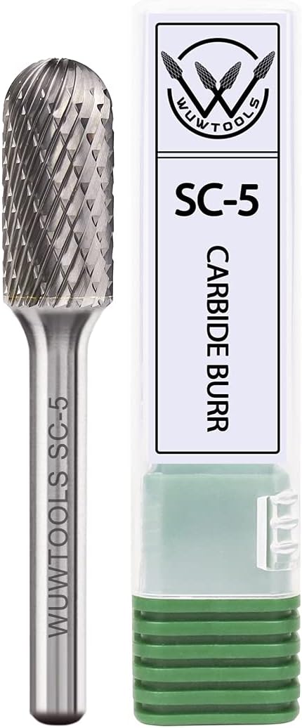 WUWTOOLS Carbide Cutting Burrs 1/4" Shank Tungsten SC-5 Double Cut Rotary File Die Grinder Bit Accessories for Wood Carving Metal Glass Grinding Engraving Polishing Cutting Shaping and Drilling 3PCS