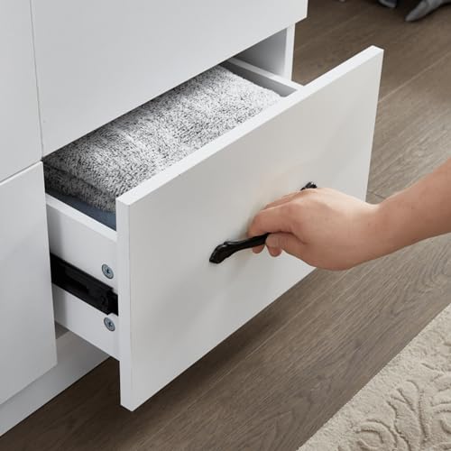 74" H 3 Doors 2 Drawers White Bedroom Wardrobe Armoire Closet Freestanding Clothes Storage Armoire Organizer with Hanging Rod Shelves Clothes Cabinet for Bathrooms Clothes Storage