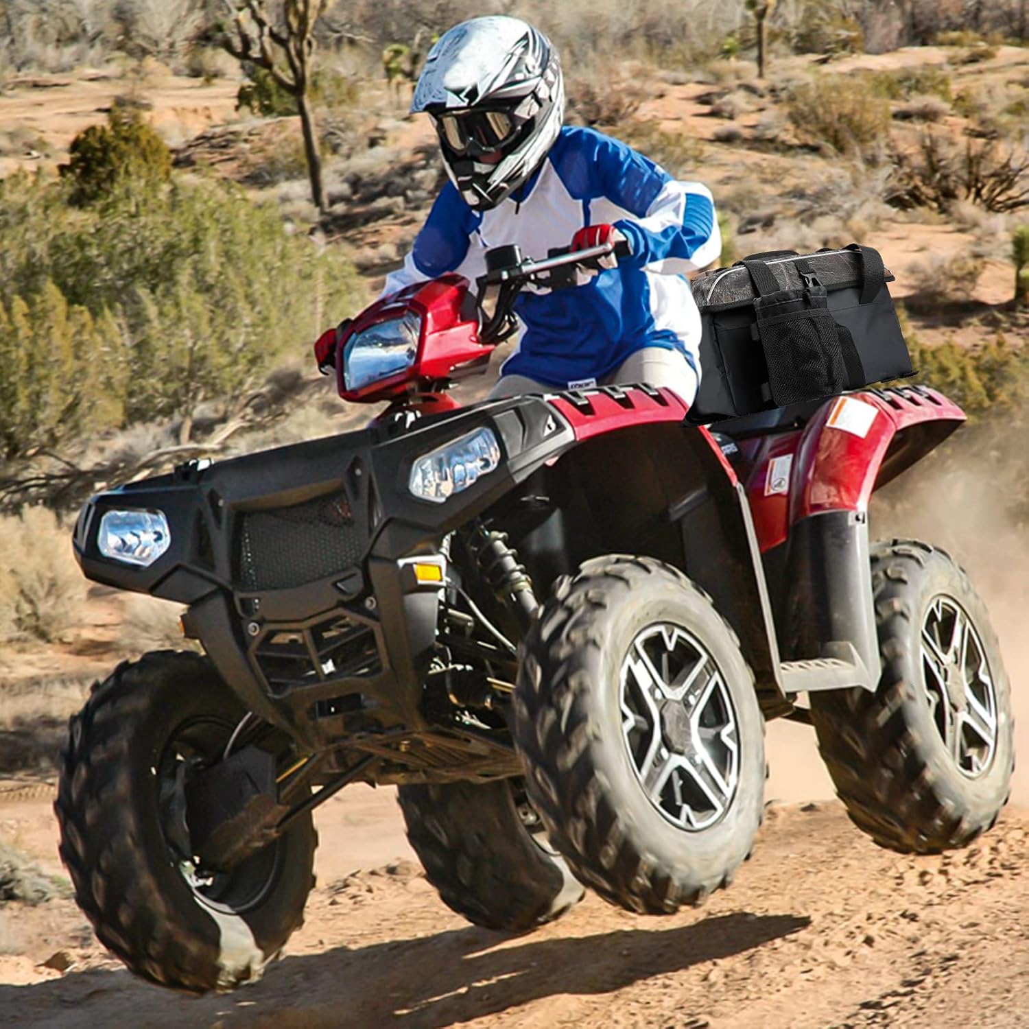 ATV Storage Bag, kemimoto Camo ATV Padded Bag w/Soft Coolers, Waterproof ATV Rear Seat Bag w/Cushion, ATV Cargo Bag Compatible with Polaris Sportsman Rancher Rubicon Foreman Grizzly