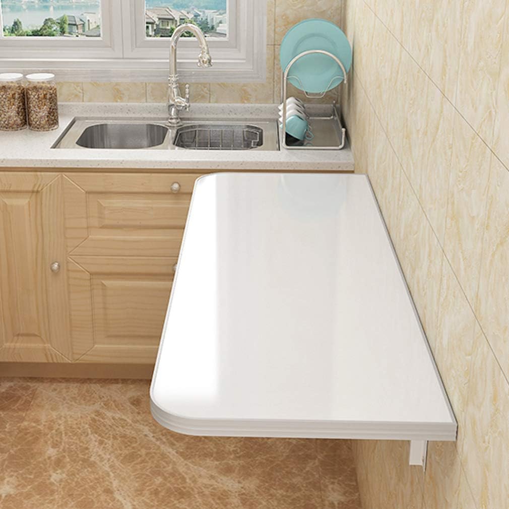 Home Kitchen Invisible Wall Mounted Table,Wood Desk,Floating Dining Table,Folding Computer Desk,Laundry Workbench,21 Sizes,with Stand and Screws,White Fashionable