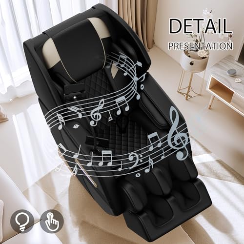 Massage Chair Full Body, Zero Gravity Massage Chair with Auto Modes, Airbag Massage, 6 Fix Point Rollers, Foot Massage, Heating, Touch Screen Controller, Gray Home Relaxation Recliner with Massage