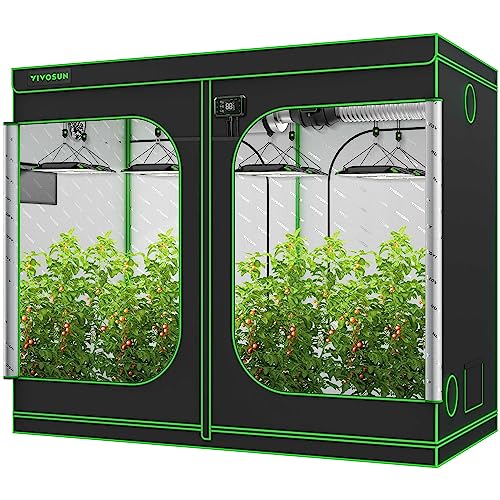 VIVOSUN 4x8 Grow Tent, 96"x48"x80" High Reflective Mylar with Observation Window and Floor Tray for Hydroponics Indoor Plant Growing