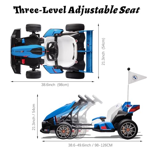 FORESEE 36V Licensed BMW Kids Electric Go Kart, Battery Powered Drift Kart w/Adjustable Seat, Ride On Toy for Big Kids Ages 6+, 8.6MPH Racing Go Cart w/600W Motor, LED Lights & Safety Belt, Black