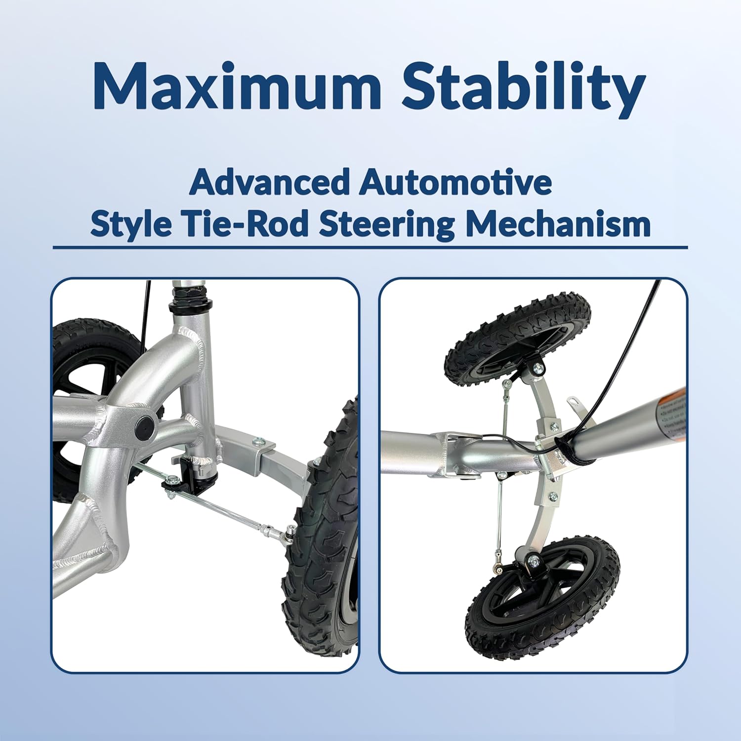 KneeRover PRO All Terrain Knee Scooter with Shock Absorber for Adults for Foot Surgery Heavy Duty Knee Walker for Broken Ankle Foot Injuries - Leg Scooter Best Knee Crutch Alternative (Silver)