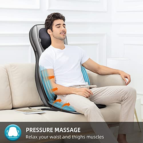 COMFIER Shiatsu Neck Back Massager with Heat, 2D ro 3D Kneading Massage Chair Pad, Adjustable Neck Massage,Seat Massager for Full Body Relaxation, Christmas Gifts for Dad Mom Women Men,Dark Gray