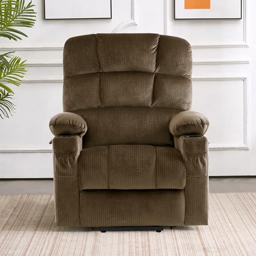 MCombo Large Dual Motor Power Lift Recliner Chair for Elderly, Massage and Heat, Lay Flat, Zero Gravity, Home Button, USB Port, Fabric 7680 (Large, Beige)