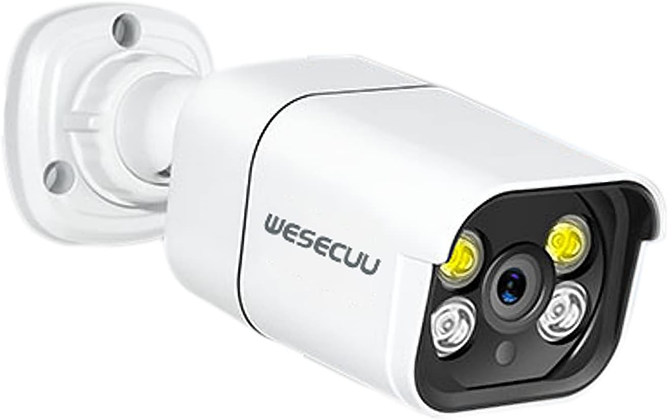Poe Security Camera System, 8 IP Poe Camera, 5MP NVR 8 Channel, CCTV Surveillance Wired, WESECUU Home Security Camera with Hard Drive 2TB, App View, Human Detection, Floodlight, Two Way Audio