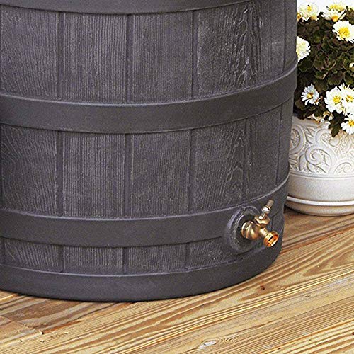 Good Ideas Rain Wizard Water Storage Collection Barrel with Brass Spigot, Safety Screen, and 50 Gallon Capacity, Green (3 Pack)