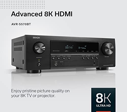 Denon AVR-S970H 8K Ultra HD 7.2 Channel (90Watt X 7) AV Receiver - Built for Gaming, Music Streaming, 3D Audio & Video, Alexa + HEOS, Black