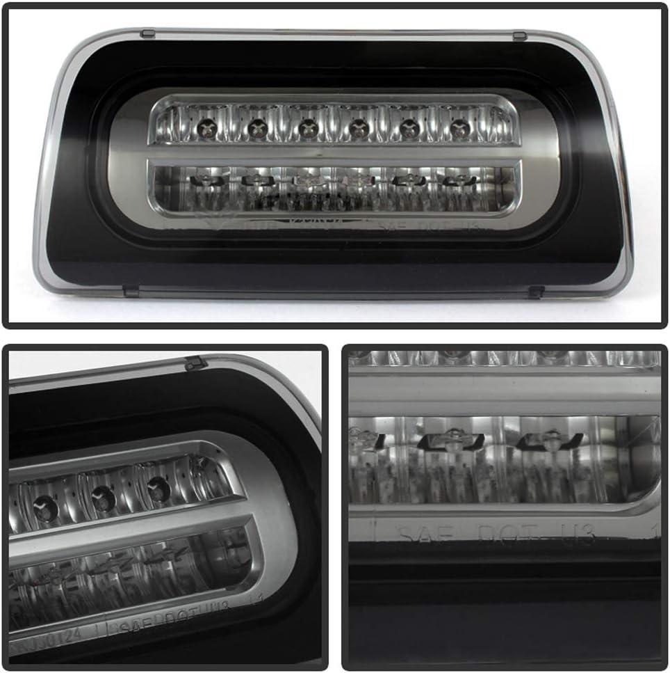ACANII - Full LED 3rd Brake Stop High Mount Center Roof Light For 1994-2004 Chevy S10 GMC Sonoma 96-00 Hombre - Smoke Pack of 2