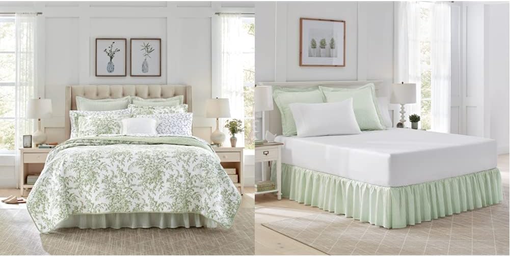 Laura Ashley - King Quilt Set, Reversible Cotton Bedding with Matching Shams, Lightweight Home Decor for All Seasons & Home - Cotton Ruffled Bedskirt, Lightweight & Classic Style