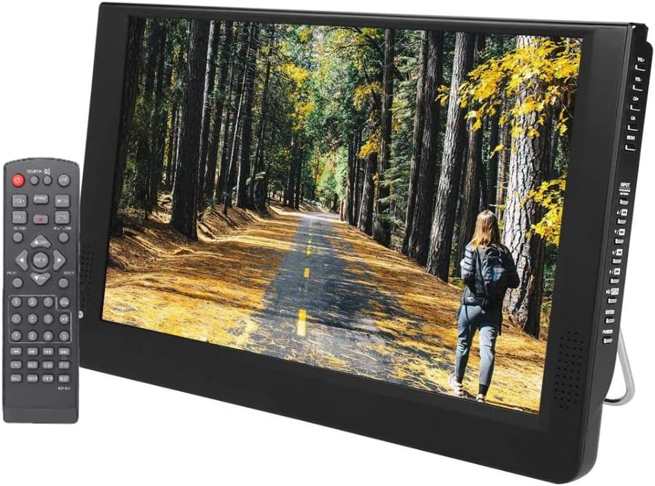 Small Flatscreen TV, Portable Widescreen LCD Display, 12 Portable Widescreen LCD TV with Remote Control Color Screen 1080P ATV/UHF/VHF, 1280800 Digial TV and ATV Support AV in/Out, MMC Card