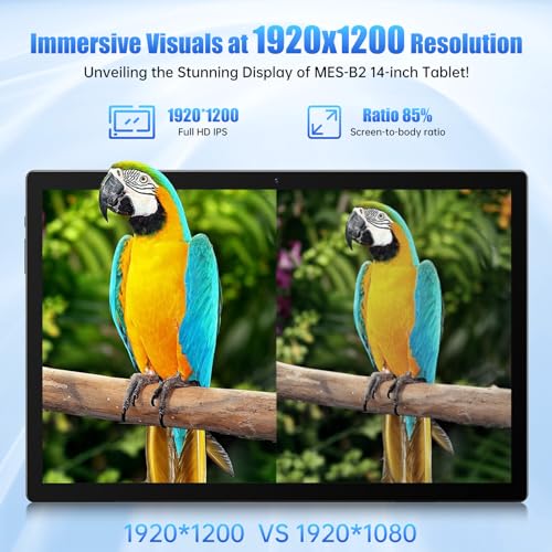 Tablet 14 Inch Android 13 Tablet, Large Tablet with 1200P IPS HD Big Screen, 8Core, 6GB+128GB, Wi-Fi 5, Max 256G TF Card Support, 10000mAh All-Day Battery Life, 5MP + 32MP Cameras-Space Gray