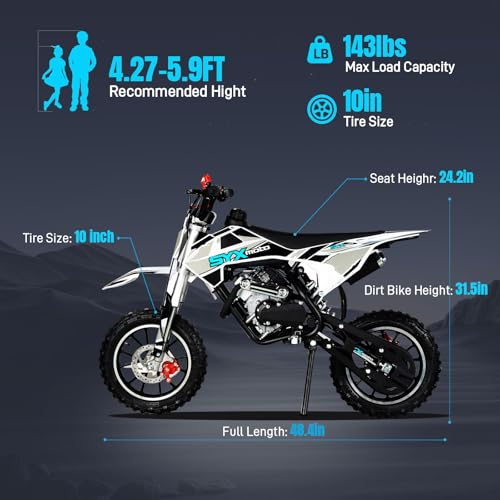 SYX MOTO Mini Motorcycle,Mini Dirt Bike 58cc 4-Stroke Pocket Rocket Pit Bike Gas Pocket Motorbike with Front Rear Disc Brakes,Pull Start,10" Tires