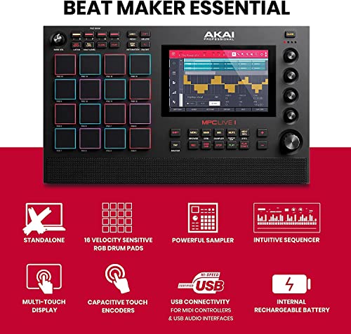AKAI Professional MPC Live II – Battery Powered Drum Machine, Sampler and Beat Maker With Speakers, Drum Pads, Synth Engines and Touch Display