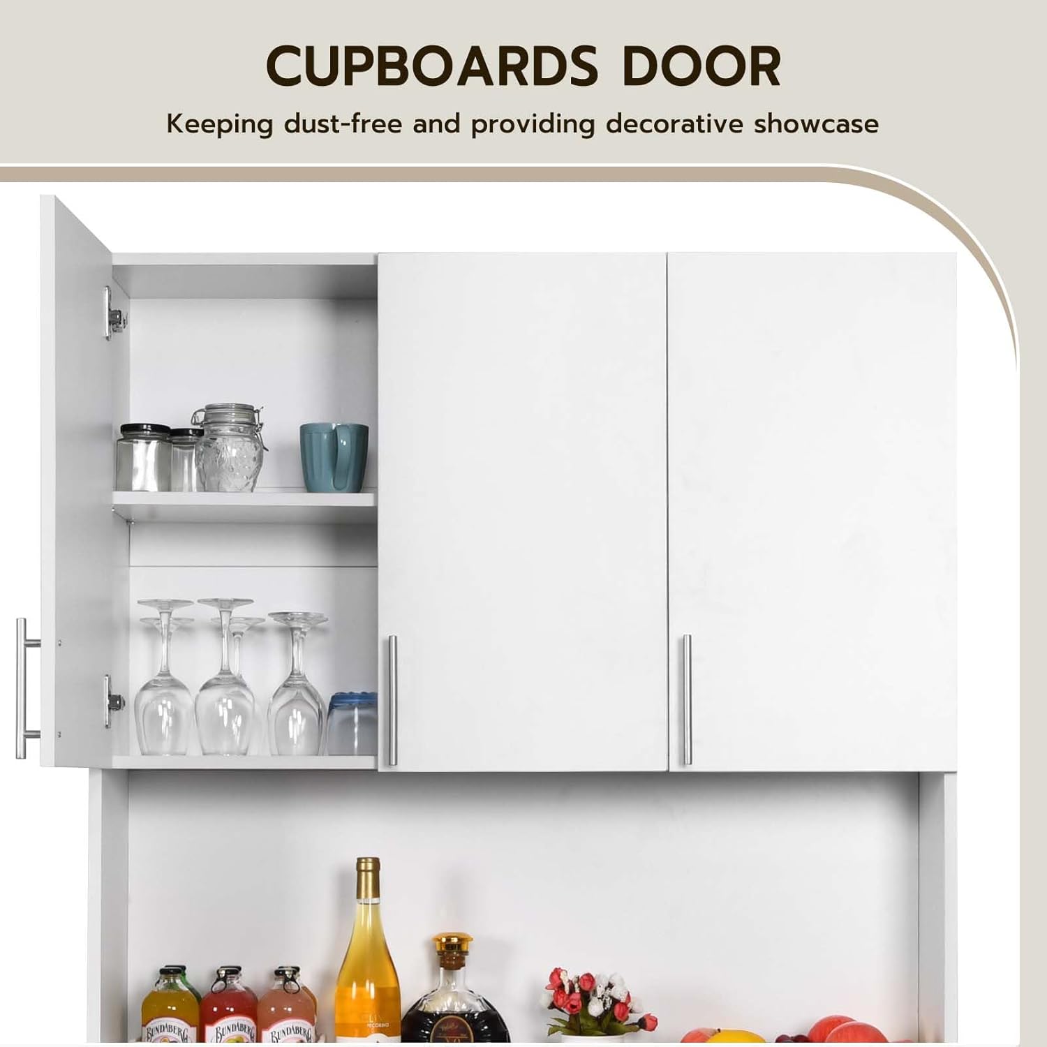 Kitchen Pantry Cabinet, 71” Pantry Storage Cabinet, Large Freestanding Tall Kitchen Hutch Storage Cabinet with 6 Doors and Drawer for Kitchen Dining Room, White