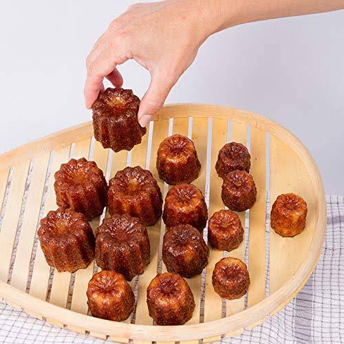 Darware Copper Canelé Pastry Molds (4-Pack); 2-Inch Bordeaux French Custard Cannele Cake Traditional Pastry Baking Molds with He