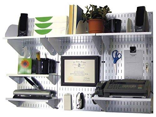 Wall Control Office Wall Mount Desk Storage and Organization Kit; Black and White