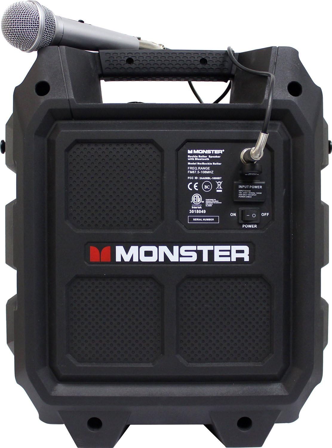 Monster Rockin' Roller Mini | Portable Bluetooth Wireless Speaker, 60 Watts, up to 36 Hours Playtime, Mic/Guitar Input, Water Resistant