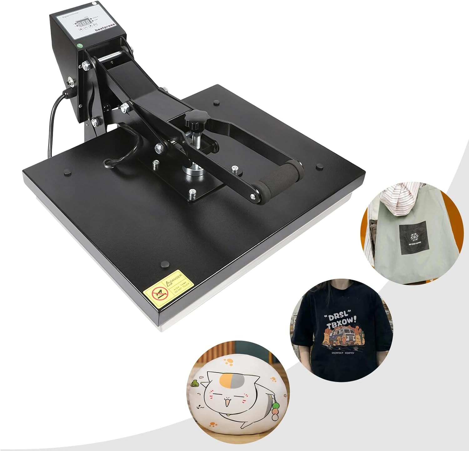 16x20 Inch Auto Open Heat Press Machine with Slide Out Base, Clamshell Heat Press, Digital Clam Heat Press for T Shirts Bags Mouse Pads, Balck