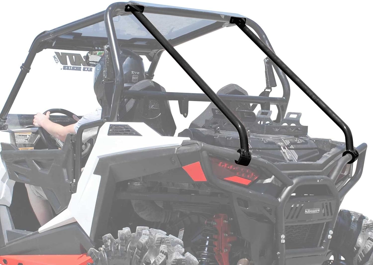 SuperATV Heavy Duty Rear Roll Cage Support for Polaris RZR 900 / 900 XC / 900 S (2015-2020) - Wrinkle Black