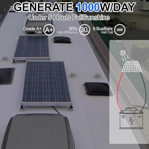 SOLPERK Solar Panel 2PCS Solar Panels 100 Watt 12 Volt, 200W Soalr Panel High Efficiency Monocrystalline PV Module Power Charger Solar Panel for Boat Car RV Motorcycle Marine