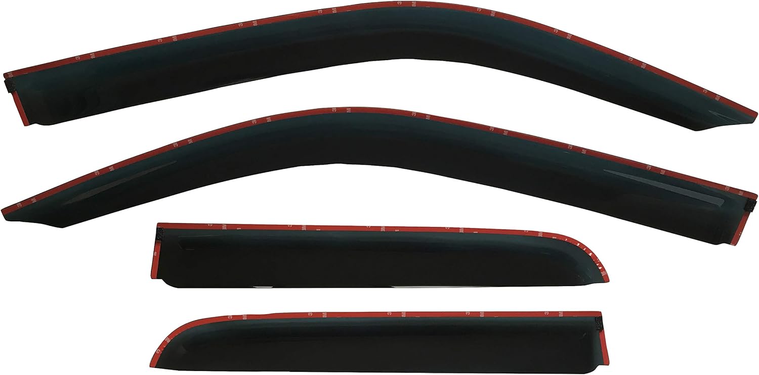 2019 - 2022 Tape-On Dark Tinted Side Window Visor Deflectors Vent Rain Guards for Dodge RAM 1500 Quad cab only 2019 2020 2021 Pack of 2