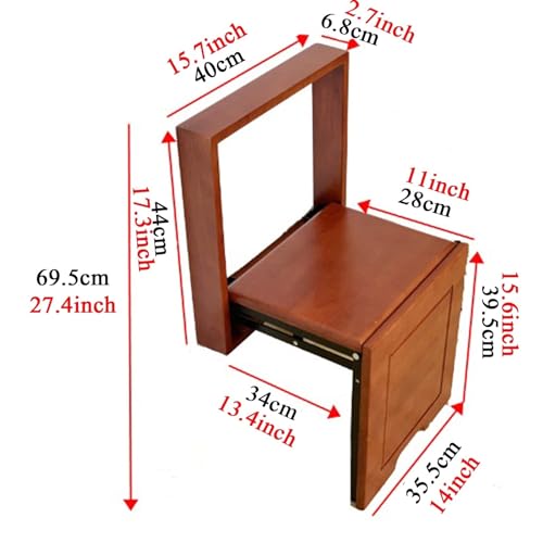 Wall Fold Up Chair Solid Wood Stool 6.8cm Thick Mini Wall Stool 40x40cm Entrance Shoe Changing Stool Porch Wardrobe Balcony Easy to Install (Color : Wood)