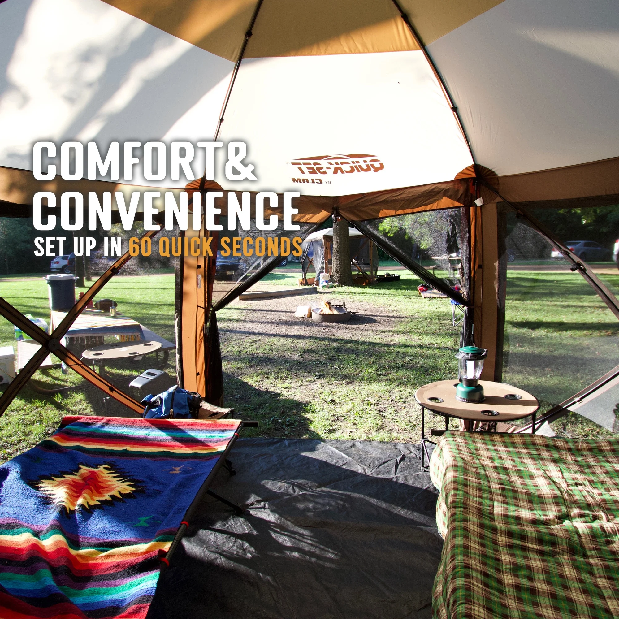 CLAM Quickset Pavilion 12.5' Portable Outdoor Gazebo Canopy Tent with Floor Tarp