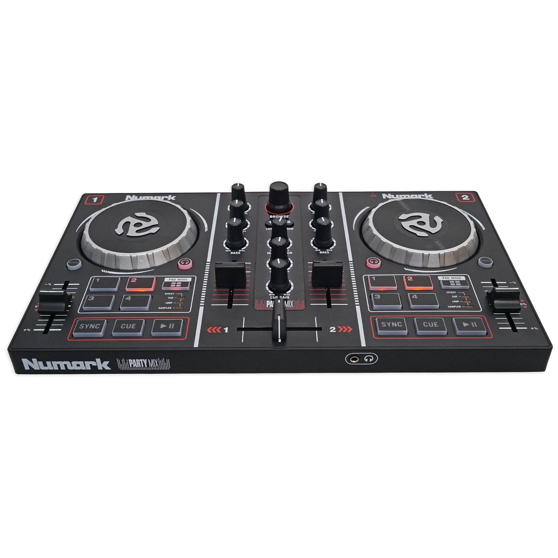 Numark Party Mix DJ Controller w/ Built in Light Show+Microphone+Cables+Case