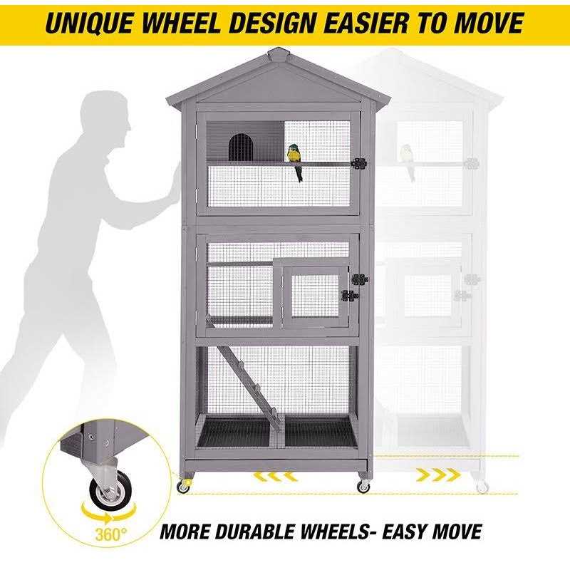 Aivituvin Wooden Large Bird Cage on Wheels AIR42 - Pet Supplies online store