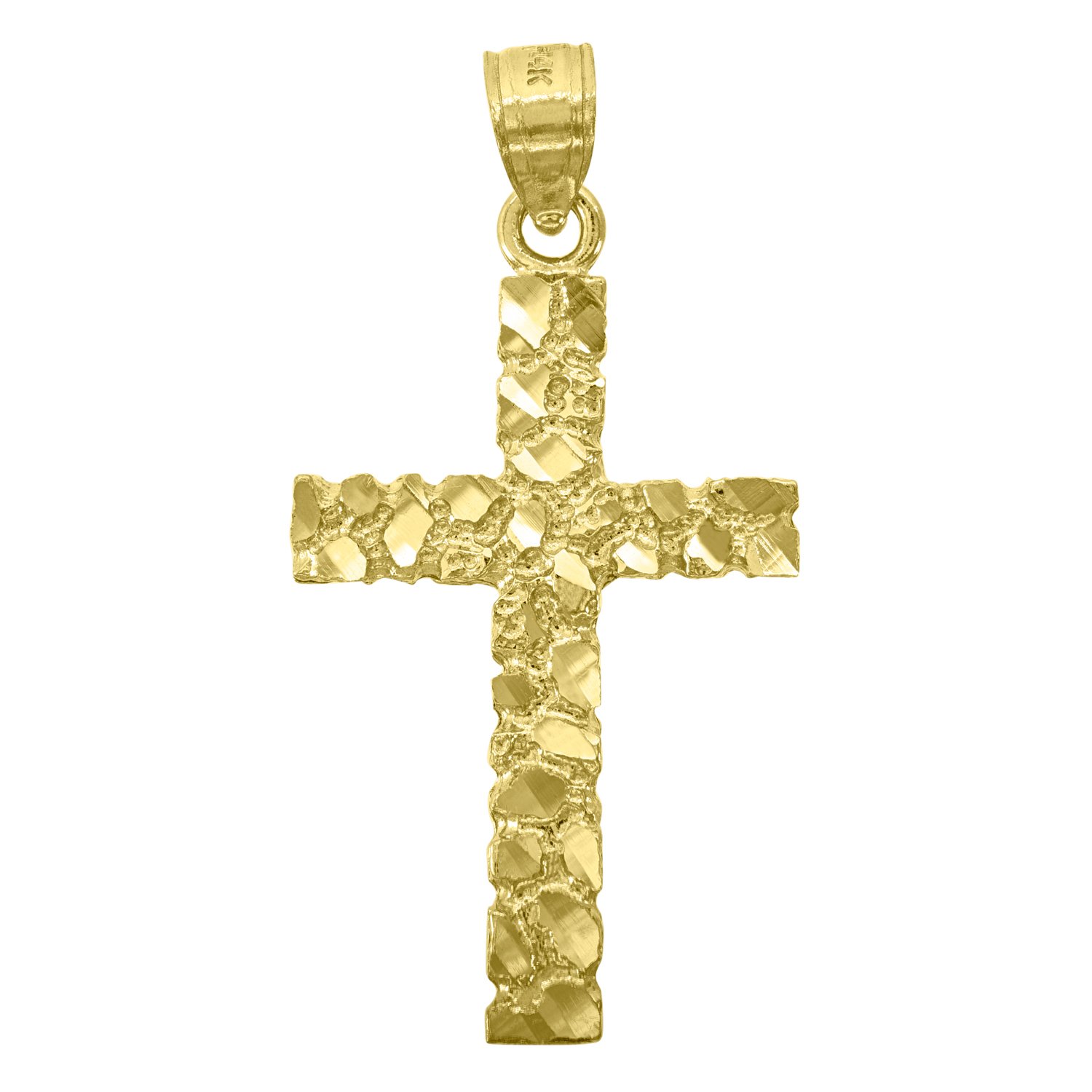 14kt Yellow Gold Mens DC Nugget Cross Ht:33.3mm Religious Pendant Charm