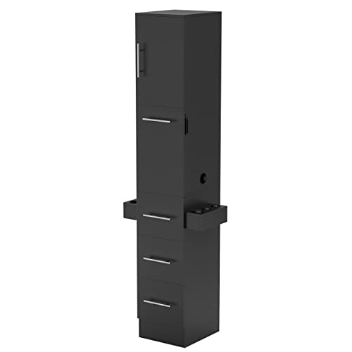 Beauty Salon Station, Salon Stations for Hair Stylist w/3 Drawer & 1 Large Cabinet, Barber Stations with 10 Hair Dryer Holders, Spa Salon Equipment Set (White)