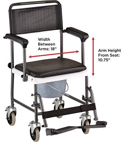 Nova Medical Products 8805 Drop Arm Transport Chair Commode, Black