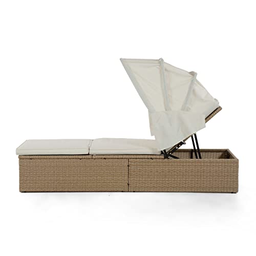 Muse & Lounge Co. Mobler Outdoor Patio Daybed with PE Wicker Rattan Frame, Gray